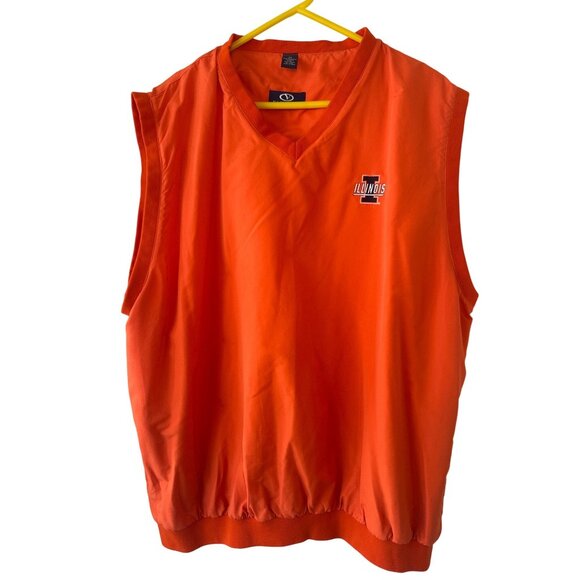 Vintage Illinois Orange V-Neck Sleeveless Windbreaker Pullover Vest Sz 3X Vantag - Picture 1 of 8